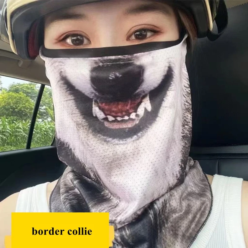 Trending Cat/Dog Print Balaclava Full Face Mask - Ear Hanging UV Protection, Windproof Dustproof for Cycling, Motorcycle Summer