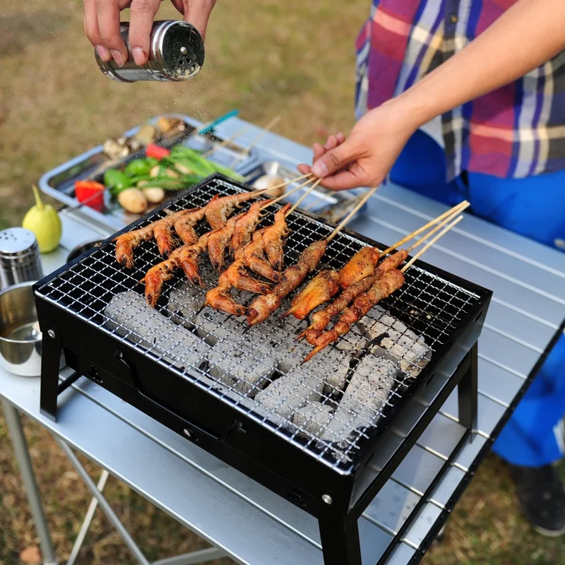 

Outdoor picnic Stove Stainless Steel Folding Barbecue Grill Multi-function Firewood Carbon camping tools