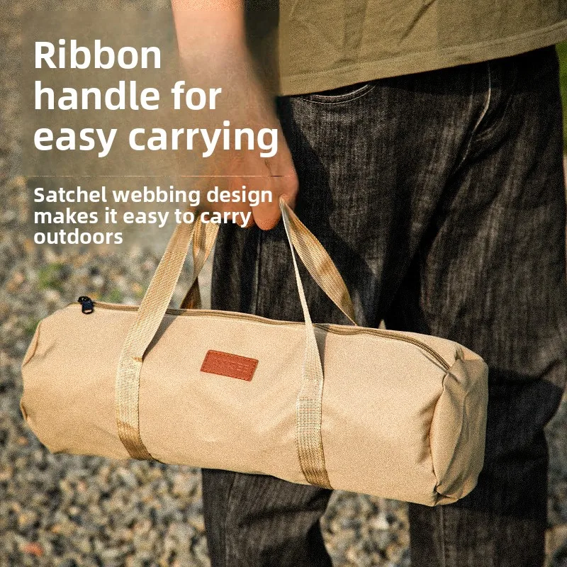 Bolsa cilíndrica para almacenamiento de camping al aire libre, bolso portátil para estacas de tienda de campaña, cuerdas de sujeción, bolsa cilíndrica duradera para accesorios de camping