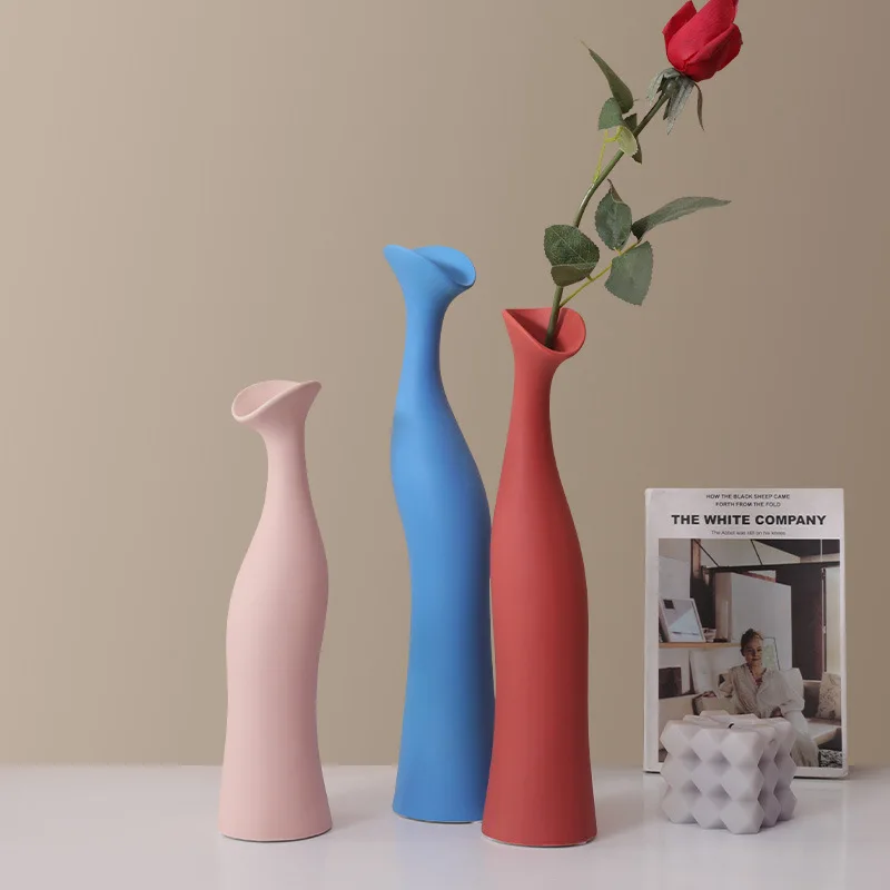 European-style Ceramic Vase Painted Small Mouth Arrangement Container Hydroponic Room Dining Table Decoration