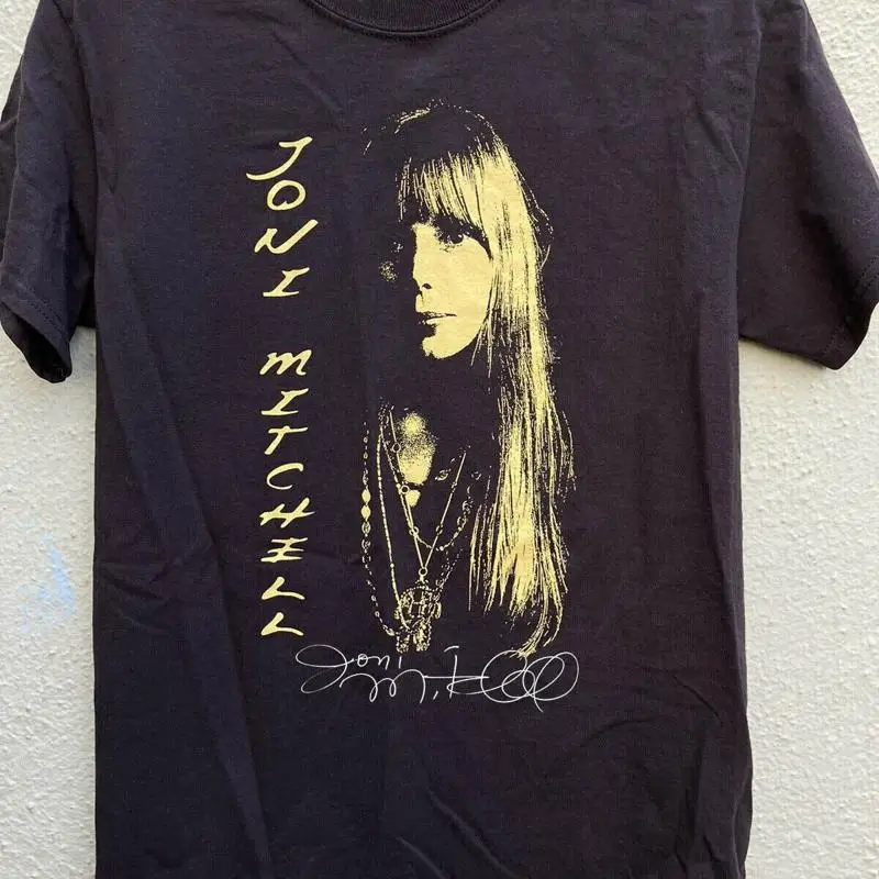 

Vtg Joni Mitchell Heavy Cotton Black Full Size T Shirt Mm1202
