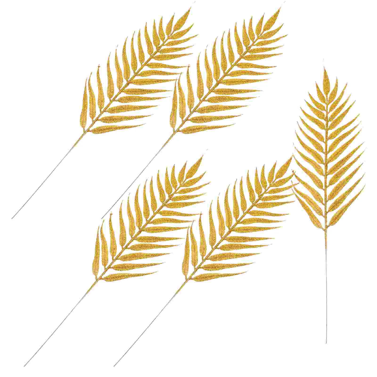 

5 Pcs Dusted Leaf Hanging Ornament Artificial Plants Flower Ring Golden Plastic Imitation Fake Flowers