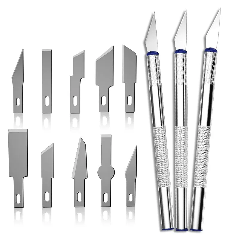 13Pcs Metal Carving Knife Pen Style Art Seal Cutting Manual Combination Paper Cuttings Non-Slip Gadget DIY Precision Repair Tool