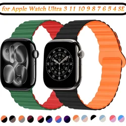 Sports Silicone Strap for Apple Watch 11 10 46mm 42mm Ultra 3 49mm Magnetic Bracelet iWatch 9 8 7 6 5 4 SE 45mm 44mm 41mm 40mm