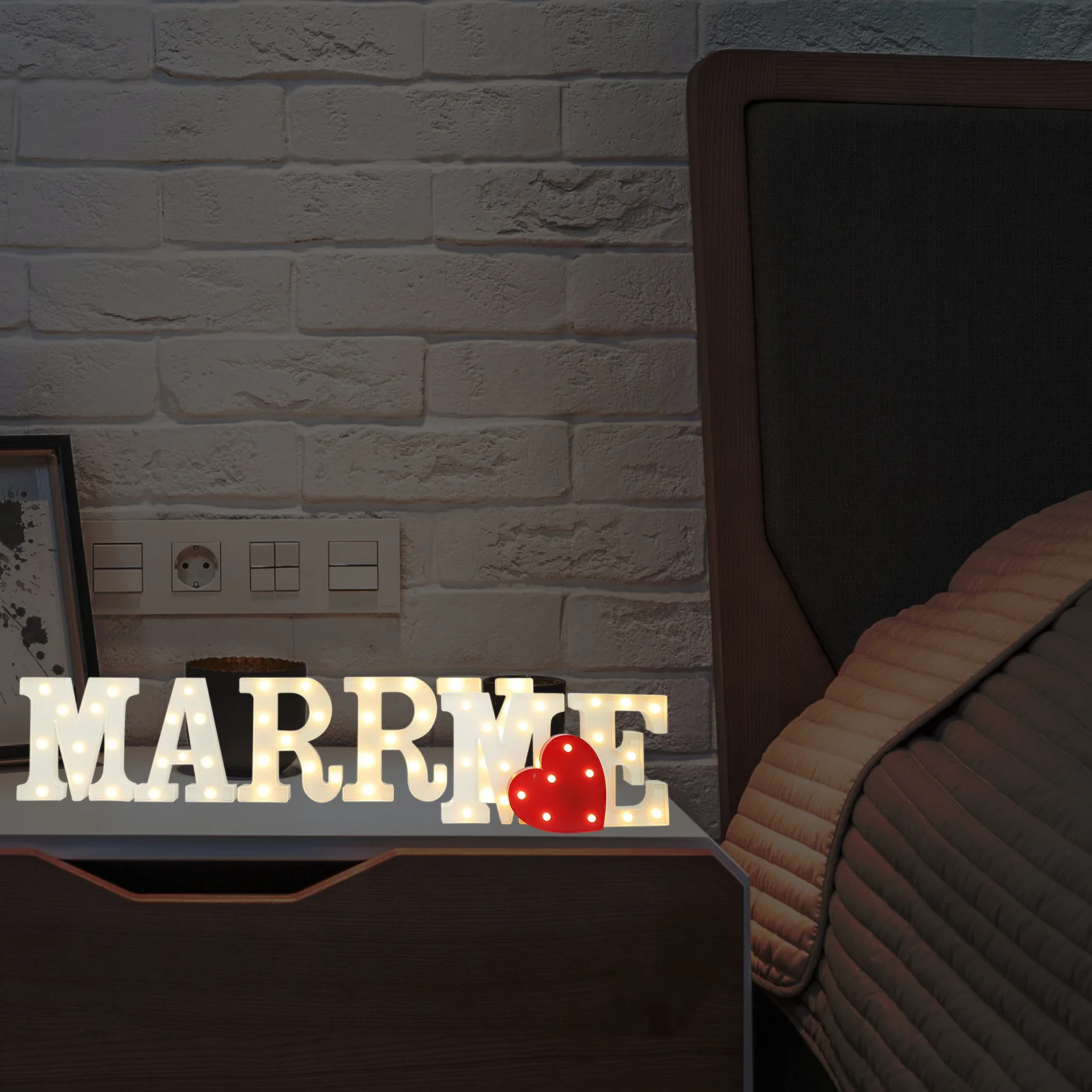 

8pcs Led Lights Wedding Night Desk Decor Aesthetic Light For Bedroom Wall Desk Party Home Decor Alphabet Lamps Decorations