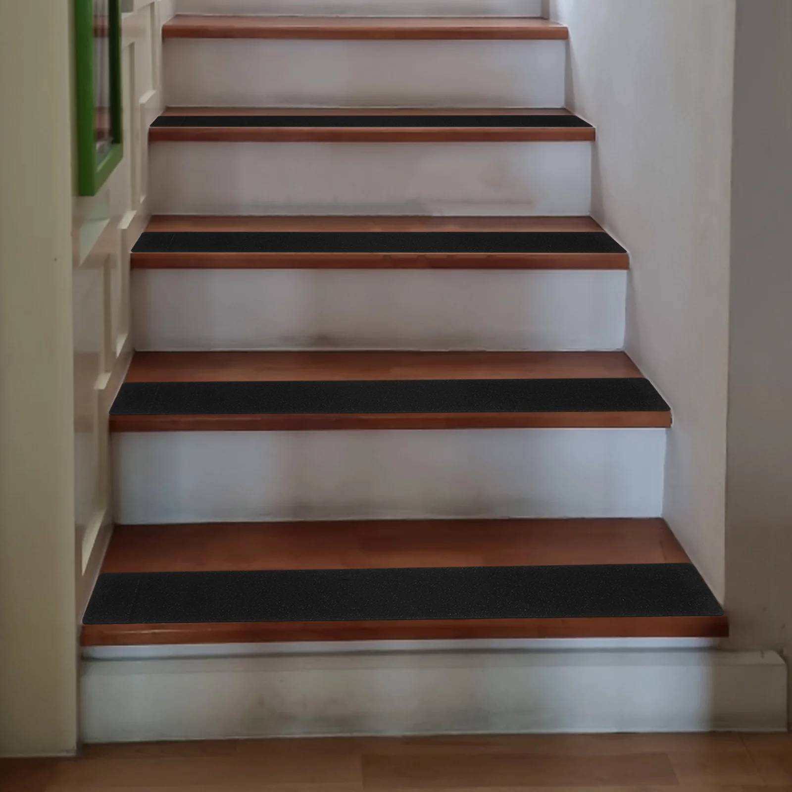 

4 pcs Pvc Black Matte Anti Durable Floor Tread Adhesive Skid Safety For Indoor Outdoor Use Easy Cut Non Slip Tape For Steps