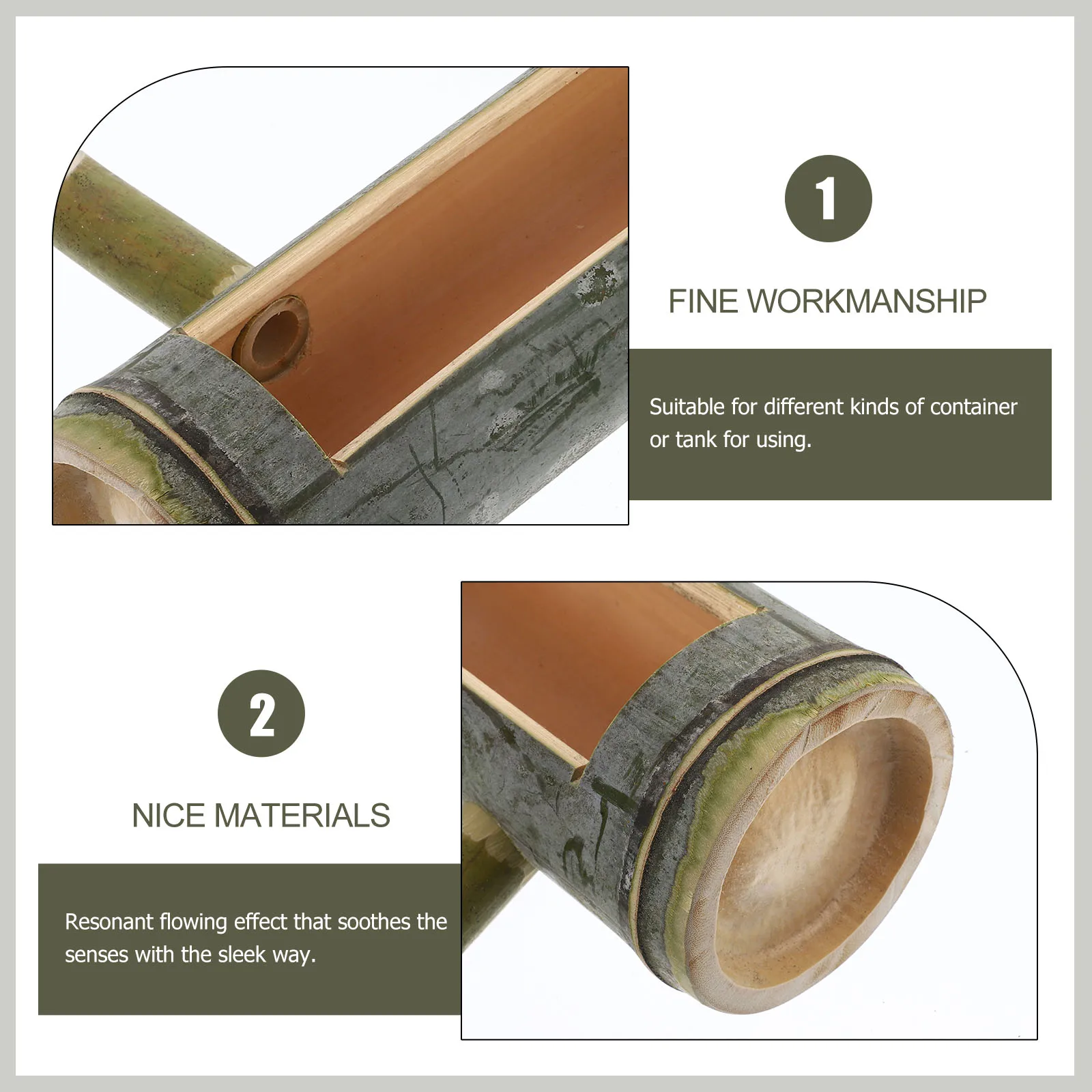 

Bamboo Tube Fountain Spout for Fish Tank 26cm Length 7cm-9cm Diameter Dual Holes Garden Decor Water Feature Bamboo Water