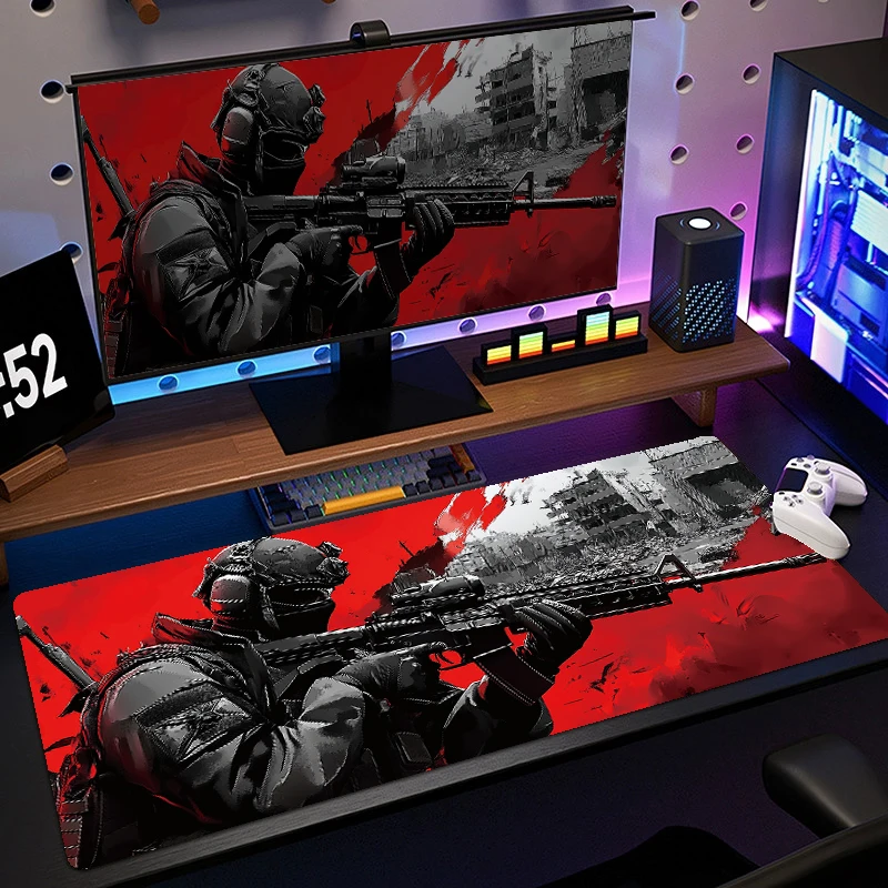 Soldier Assault Mouse Pad XXL Game Accessories Firearms Office Gamer Keyboard Desk mat Anti-Slip Laptop Large Anime CSGO Pads