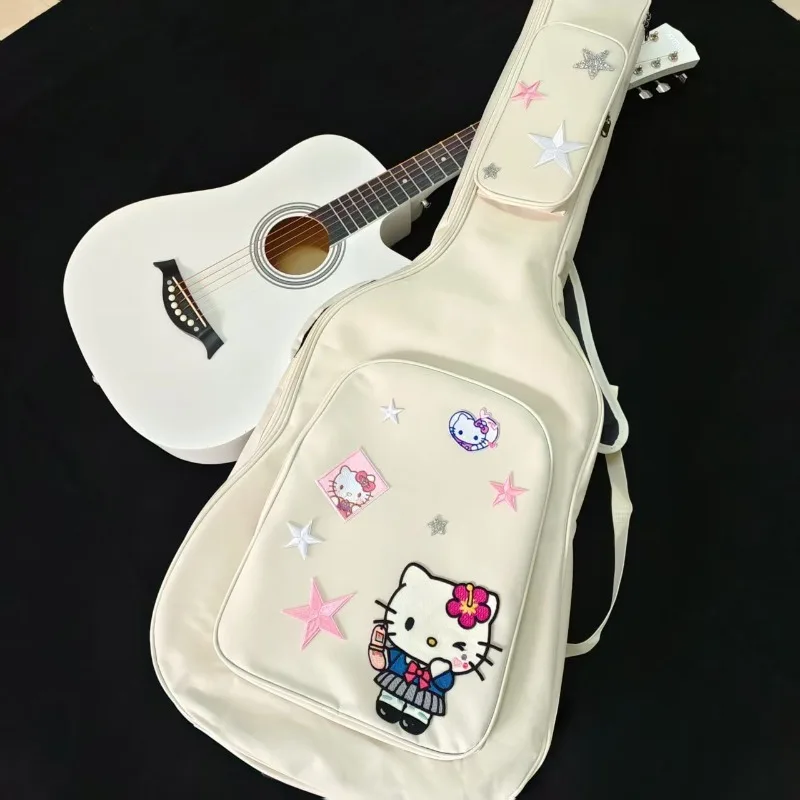 

Рюкзак-чехол Hello Kitty для гитары, белый, креативный, ручной работы, для фолк-гитары, электрогитары, акустической гитары, утолщенный, для бас-гитары.