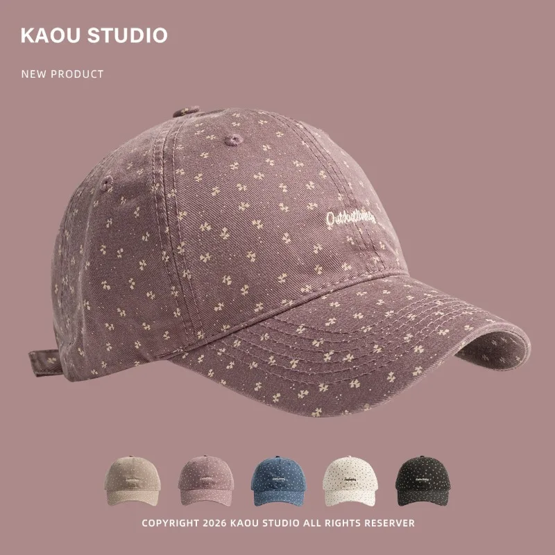 Ins Fresh Little Floral Baseball Caps for Women Spring and Summer Travel Sunscreen Versatile Atmosphere Sweet Literary Sun Hat