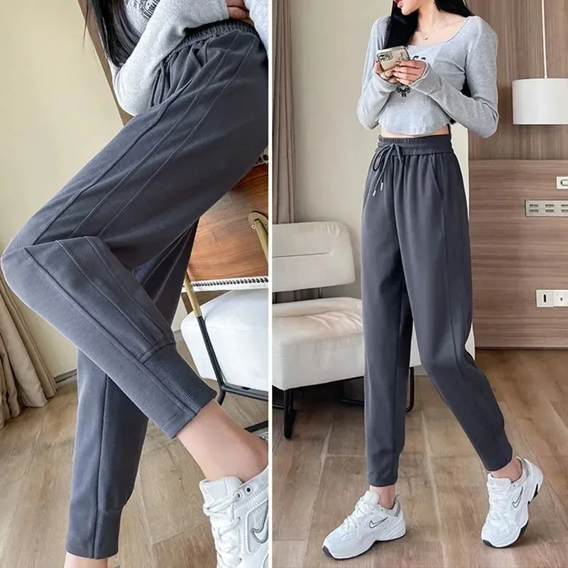 

Harun Trousers High-Quality Cashmere Sweatpants Women 2024Autumn Winter New High Waist Loose Radish Casual Straight Pants Ladies