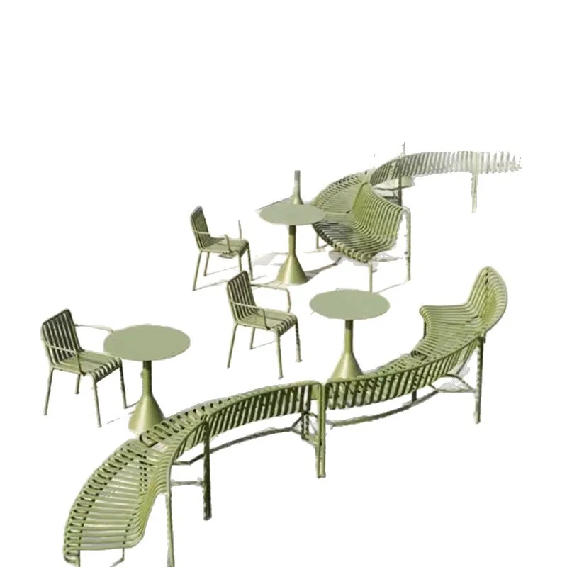 Nordic Outdoor Leisure Park Chair, Square Bench School Outdoor Bench