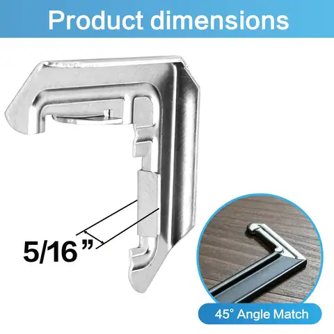 MP5591-20 Screen Frame Corners, 5/16" Aluminum Mill Finish | 20-pack window screen corners for 45° cut frames. Stamped aluminum, press-fit no hardware. For screen repair and replacement.