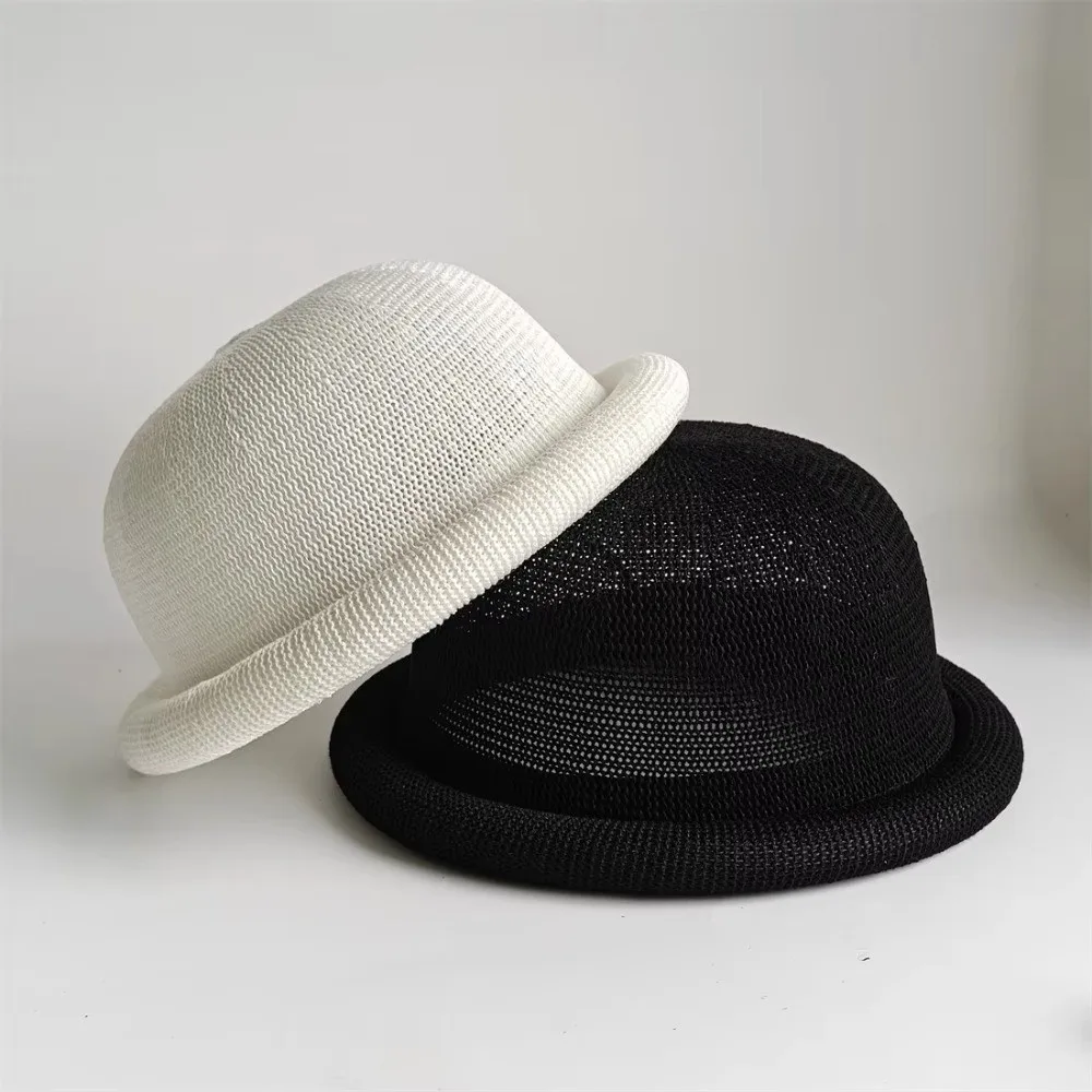 Elegant Raffia Weave Straw Sun Hat Round Top Breathable Roll Brim Hat Sun Protection Casual Sun Visor Hat Beach Vacation