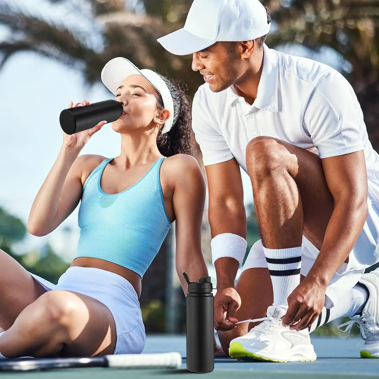 زجاجة مياه رياضية من الألومنيوم سعة 20 أونصة، مقاومة للتسرب، خفيفة الوزن، تصميم خالٍ من مادة BPA لركوب الدراجات والمشي لمسافات طويلة والجري والاستخدام في صالة الألعاب الرياضية في الهواء الطلق