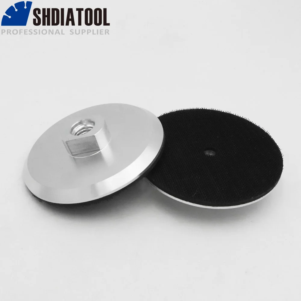 SHDIATOOL 1pc 4inches Aluminium Backer Pad For Polishing Pads 100mm M14 Thread Angle Grinder Velcro Connector Abrasive Tool