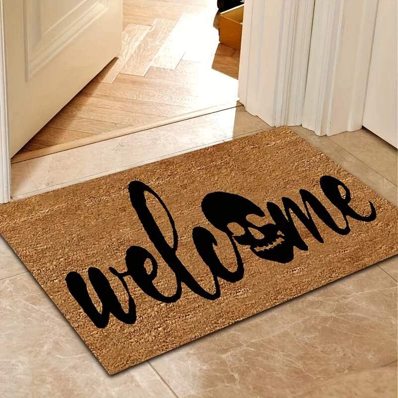 

Skull Welcome Word Print Doormat Rectangle Carpet Rug for Bedroom Living Room Soft Fluffy Bathroom Rug Nonslip Home Decor