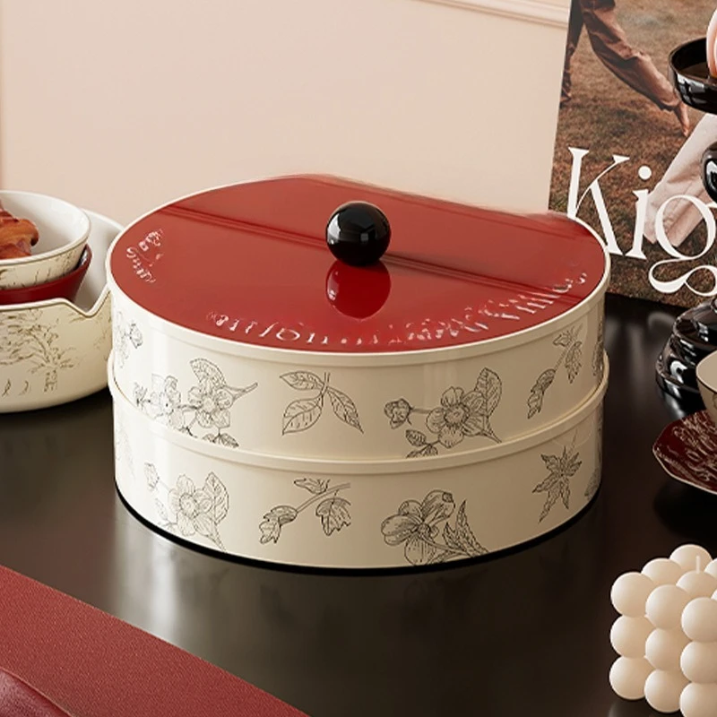 

New dried fruit tray, living room coffee table, dim sum candy storage box, grid-sealed rotating nut display plate