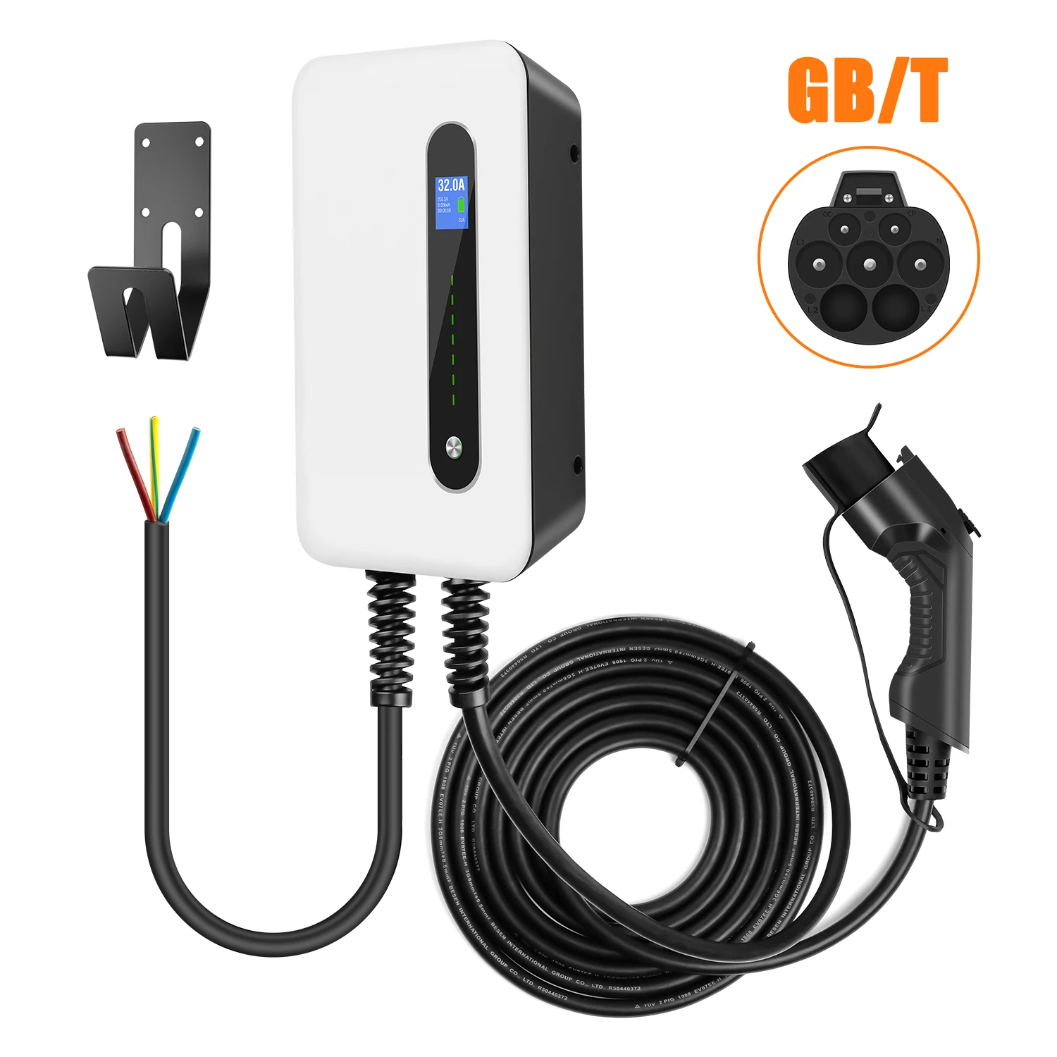 

GBT Charging Station Wallbox 7kW Type 2 32A Single Phase EV Wall Chargers EVSE GBT Electric Car Charger with 6M Cable, for BYD