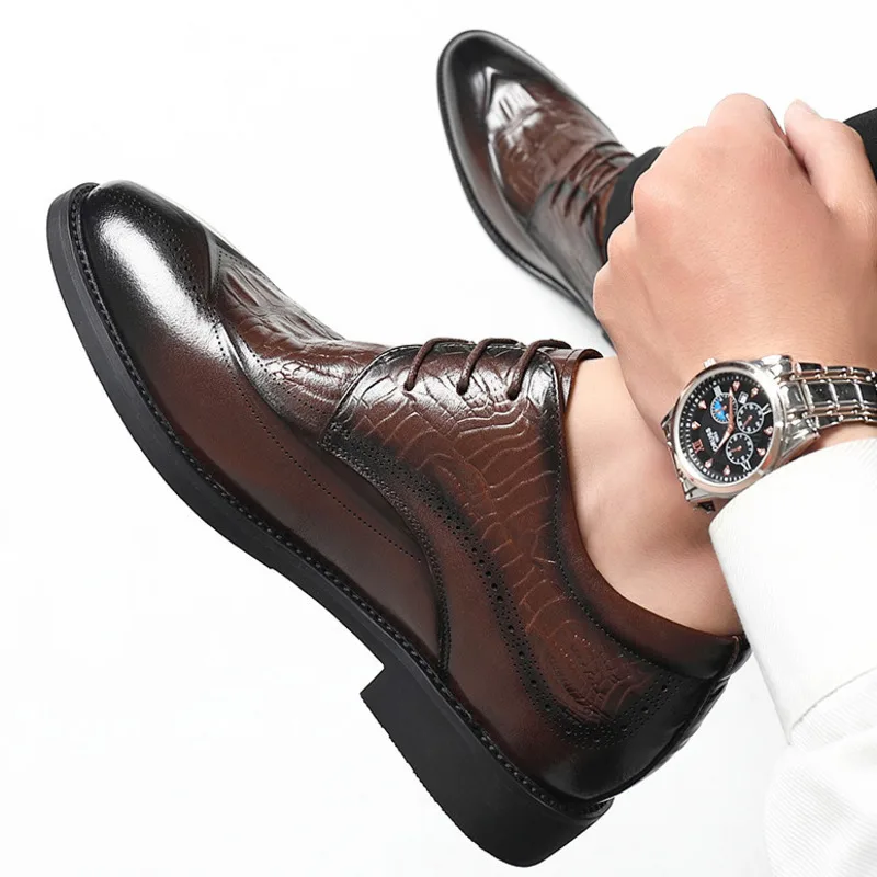 Echtes Leder männer Aufzug Schuhe Versteckte Heels Casual Schuhe Mann 8CM 6CM Höhe Zunehmende Brogue Schuhe Mode hochzeit Party