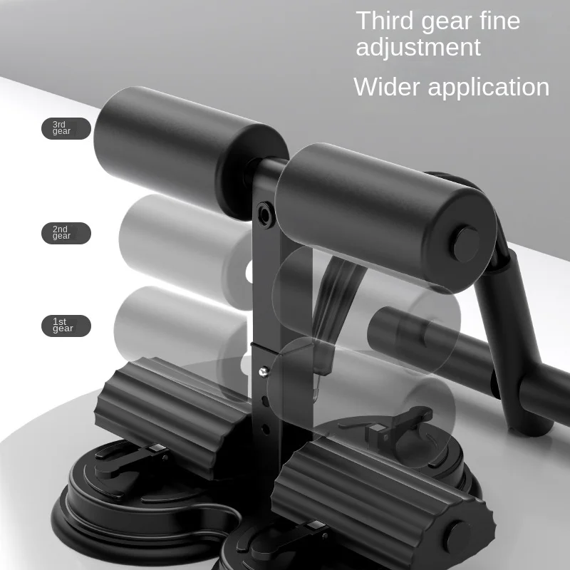 Adjustable three-suction cup crunches for home fitness equipment with drawstring for counting abdominal retractions