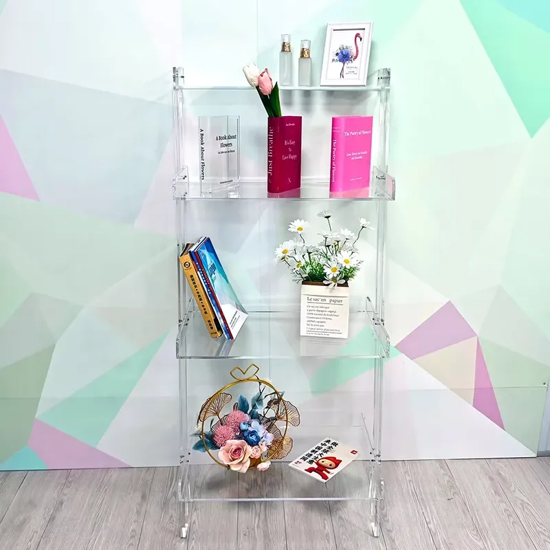 Custom Transparent Acrylic Display Stand Removable Bookshelf for Storage Wholesale Clear Organizer Shelf Customized Design