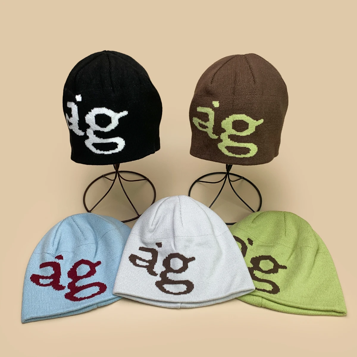 

Korean Jacquard ag Letters Knitted Hats New Men Women Color Block Warm Personal Fashion Outdoor Niche Versatile Simple Beanies