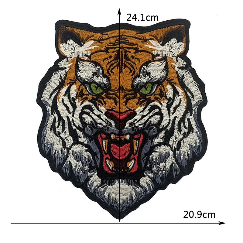 High Quality Domineering Punk Tiger Lion Embroidered Patches Iron-On Clothing Fashion Style Appliques For Shirts Clothing Craft