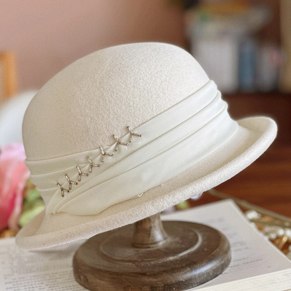 

Wool Felt Hat Brim Women Winter Autumn Warm Accessory For Outdoor Sports Holiday