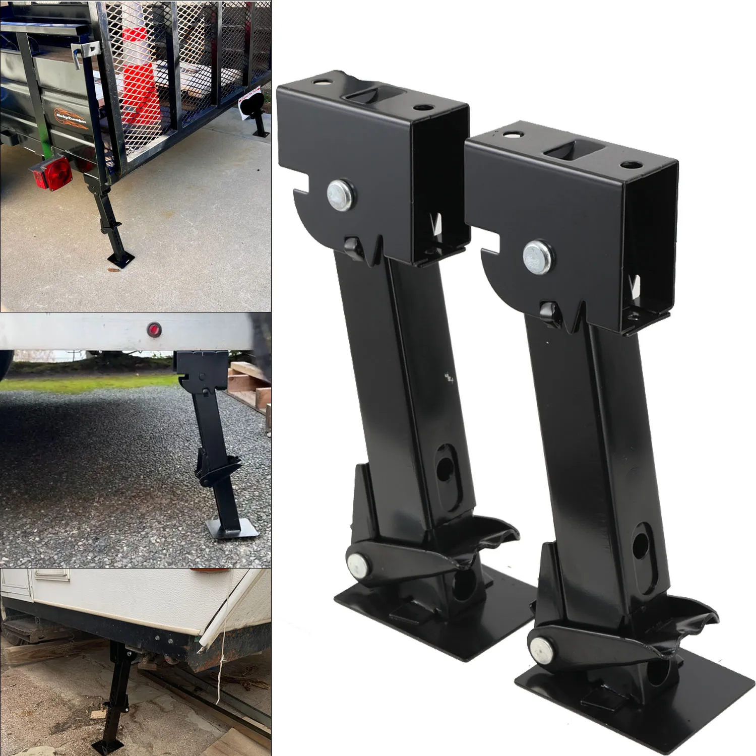 Image of 2er-Pack Anhänger-Stabilisierungsstützen 450kg, Teleskop-Wohnmobil-Zubehör mit verstellbarem Stangen-Griff, Eckstützen für Wohnwagen, Anhänger & Stellplatz-Wohnwagen