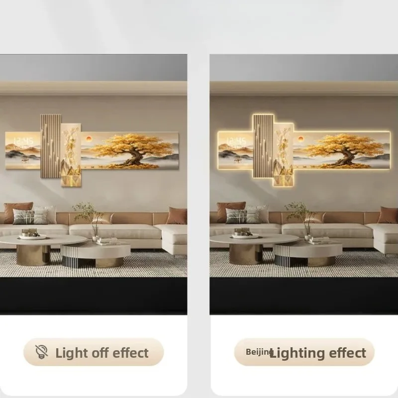Money Tree LED Decorative Paintings Electronic Wall Clocks Plant Hanging Paintings Clock Wall Lamp Painting Home Decor Watch - view 6