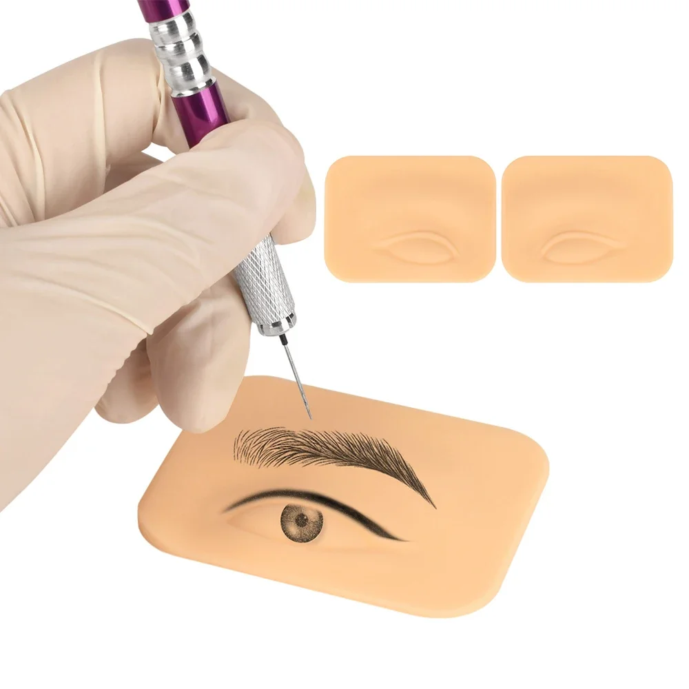 2pcs 3D Eyelid Practice Skin Tattoo Trainning Skin Silicone Semi-Permanent Makeup Tattoo Eyebrow Eyeline Practice Fake Skin