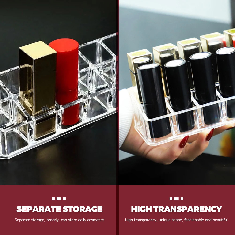 

2 pcs Lipstick Clear Plastic Storage Box Nail Polish Brush Clear Lipstick Organizer Holder Desktop Dresser Salon
