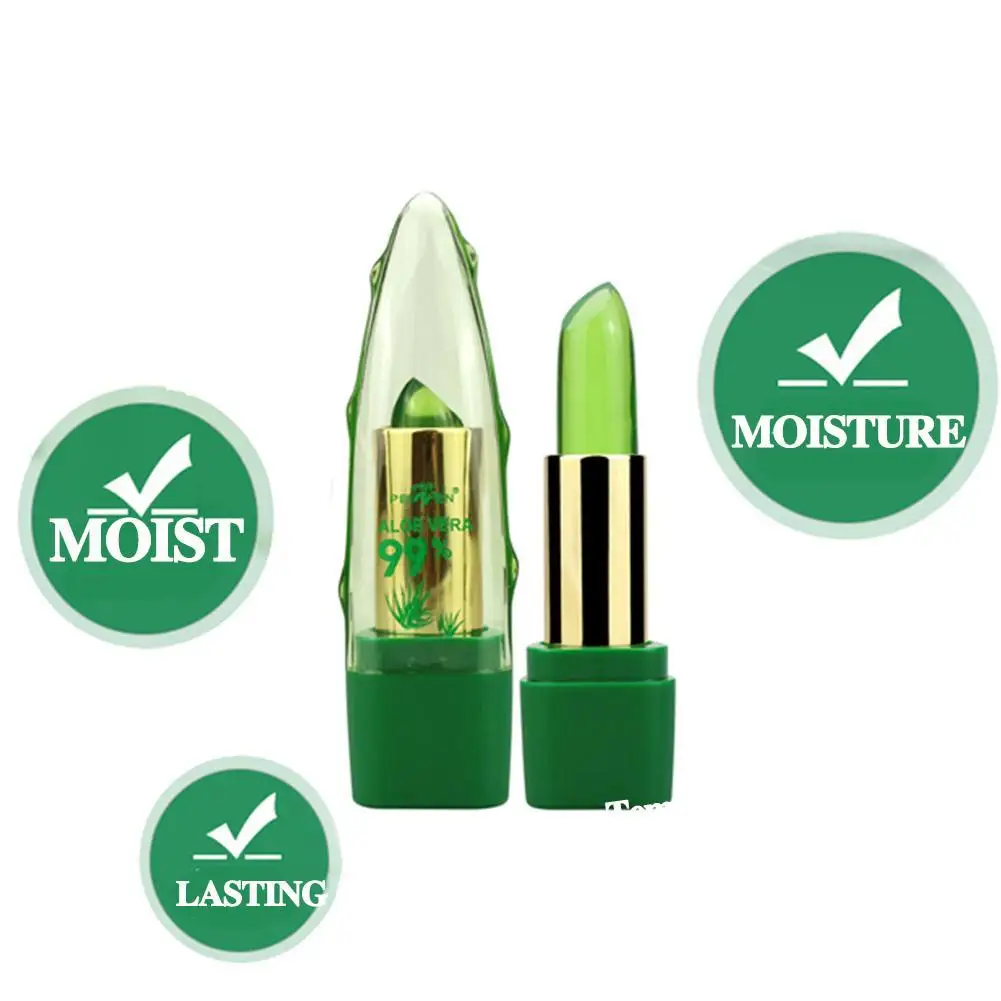 New Batom 99% ALOE VERA Natural Temperature Change Color Jelly Lipstick Long Lasting Moistourizing Nutritious Lip TBalm Makeup