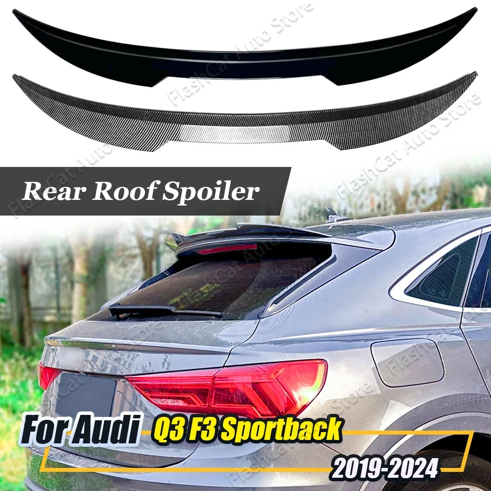 Q3 F3 Sportback S line M4 Style V Style Car Rear Trunk Mid Spoiler Tailgate Roof Middle Tail Wing Body Kit For AUDI 2019-2024