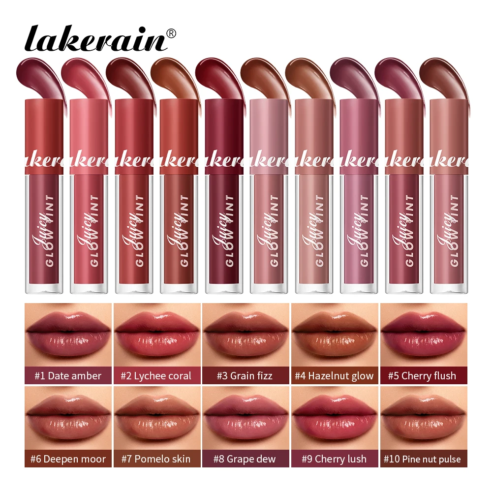 ลิปกลอส Lakerain 10 สี เนื้อกระจก เงางาม ฉ่ำวาว เนียนนุ่ม เบาสบาย ชุ่มชื้นยาวนาน