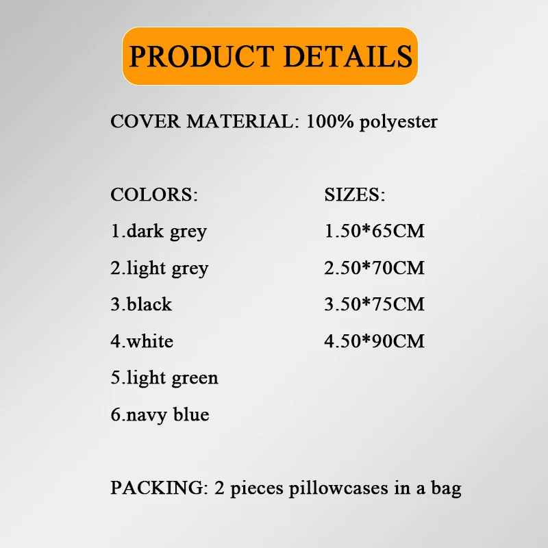2 Pieces Sets 50x65cm 50x70cm 50x75cm 50x90cm 100% Brushed Fabric Pillowcases Pillow Cover Set