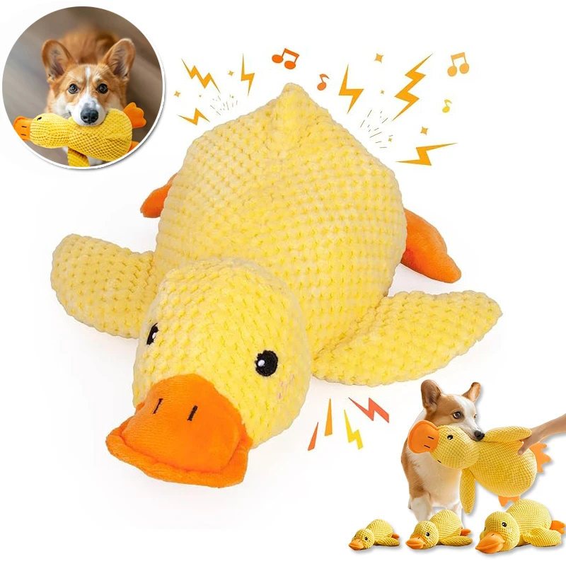 Pato calmante para perros, juguete para perros pato amarillo 2025, almohada calmante de patos suaves, juguete para perros y patos con sonido de enfriamiento para perros de interior