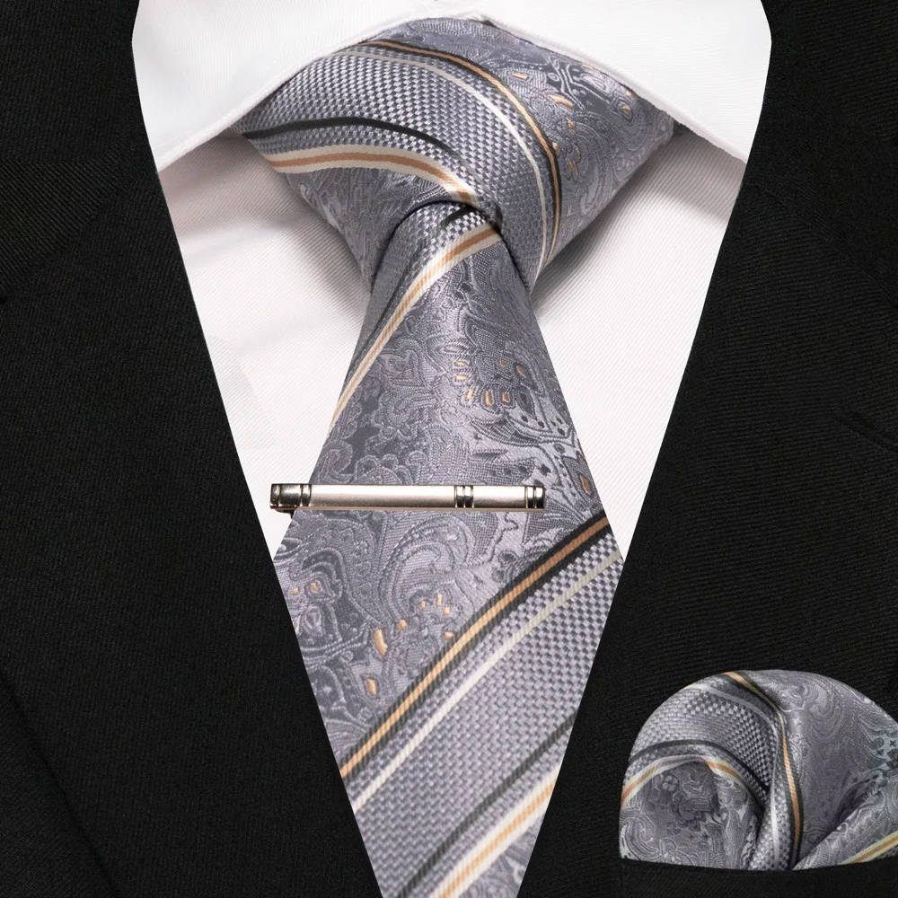 Grün Schwarz Plaid Streifen Krawatte für Männer Mode Seide Hochzeit Krawatte Einstecktuch Manschettenknopf Set Geschenk Herren Krawatte Business Party Zubehör – Detail 20
