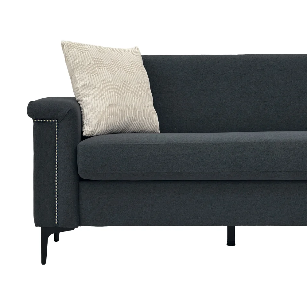 PINGGO 2-Sitzer-Sofa im nordischen Stil, feiner Leinenstoff, Massivholzrahmen, stabile Eisenbeine, 174 x 72 x 82 cm, Wohnzimmermöbel – Detail 22