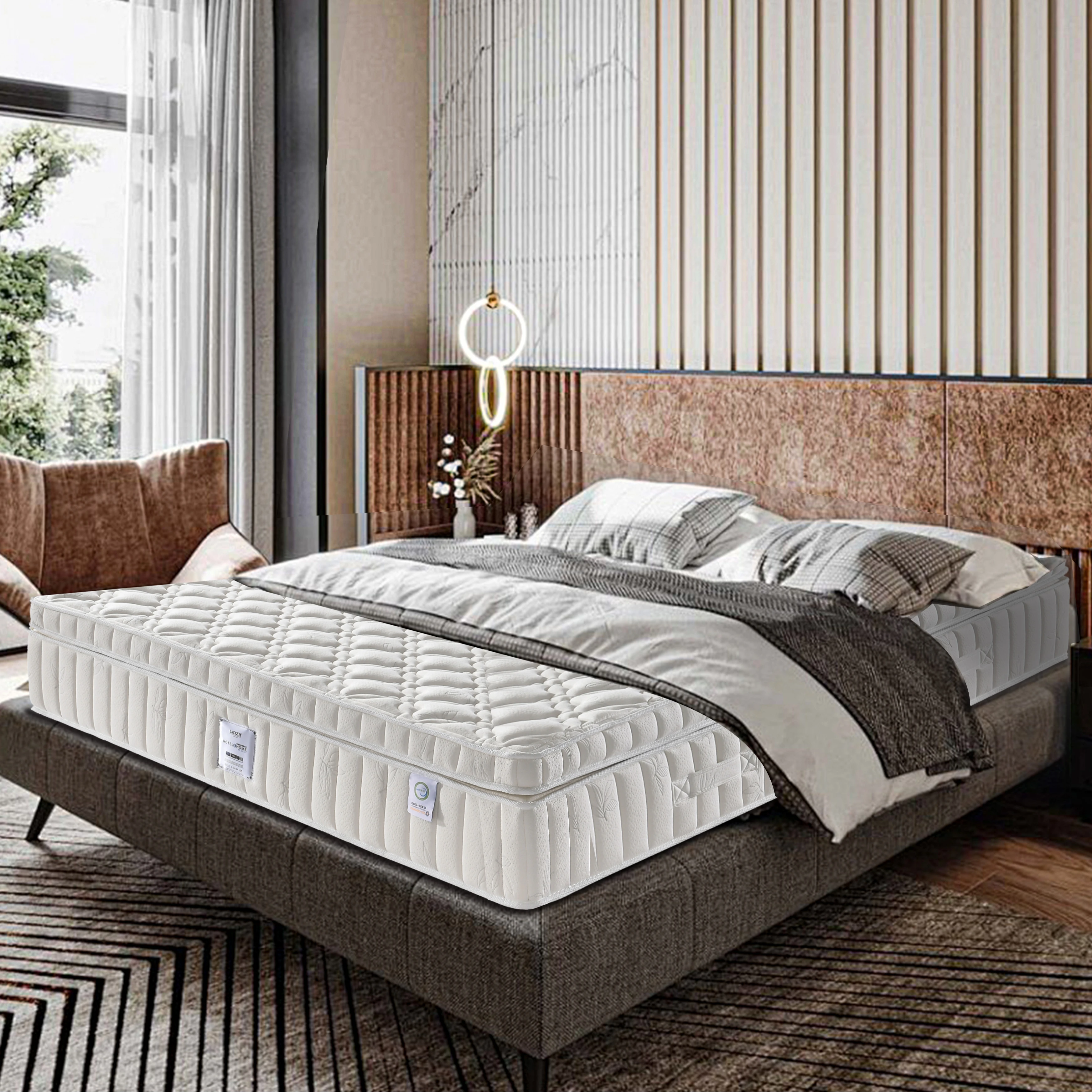 

Luxury Euro and Pillow Top King Size Pocket Spring Hotel Bed Mattress Orthopedic Mattress Roll up in a Box