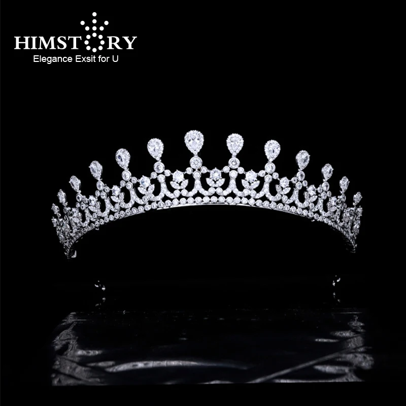 

Himstory New CZ European Tiaras Woman Headpieces Wedding Bride Crowns Diadem Princess Bridal Party Jewelry Hair Accessories Gif