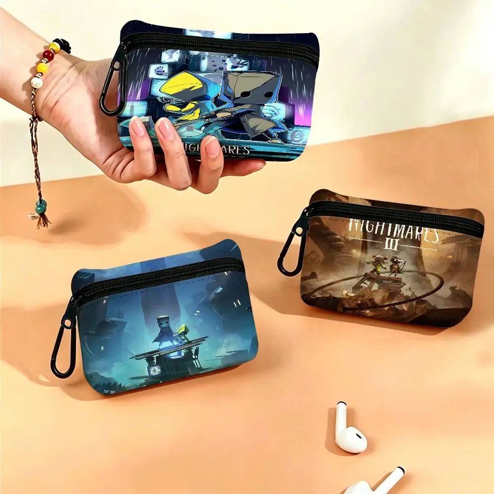 Game L-Little Nightmares Oxford Fabric Zipper Pouch Lightweight Hanging Coin Wallet For Coins ID Cards Keys Lipstick Earbuds