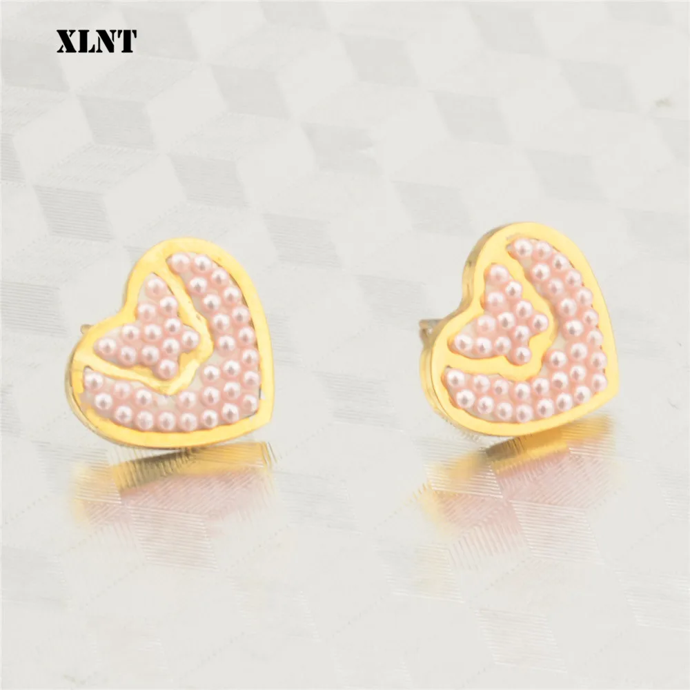 XLNT модные серьги с сердечками, женские популярные серьги с жемчугом Tafta, ювелирные аксессуары из нержавеющей стали, серьги для женщин