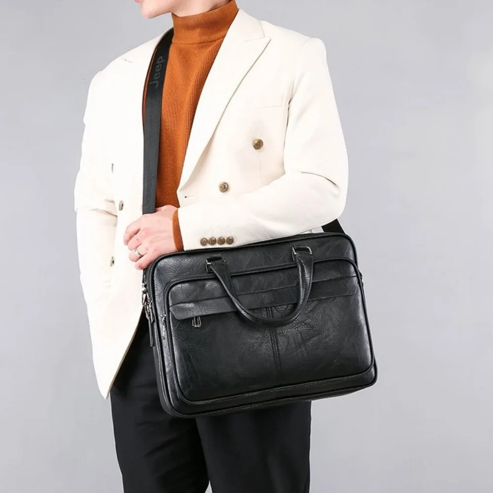 Borsa da lavoro da uomo borsa a tracolla di lusso in pelle Pu di grande capacità Tote Bolsas borsa a tracolla impermeabile nera