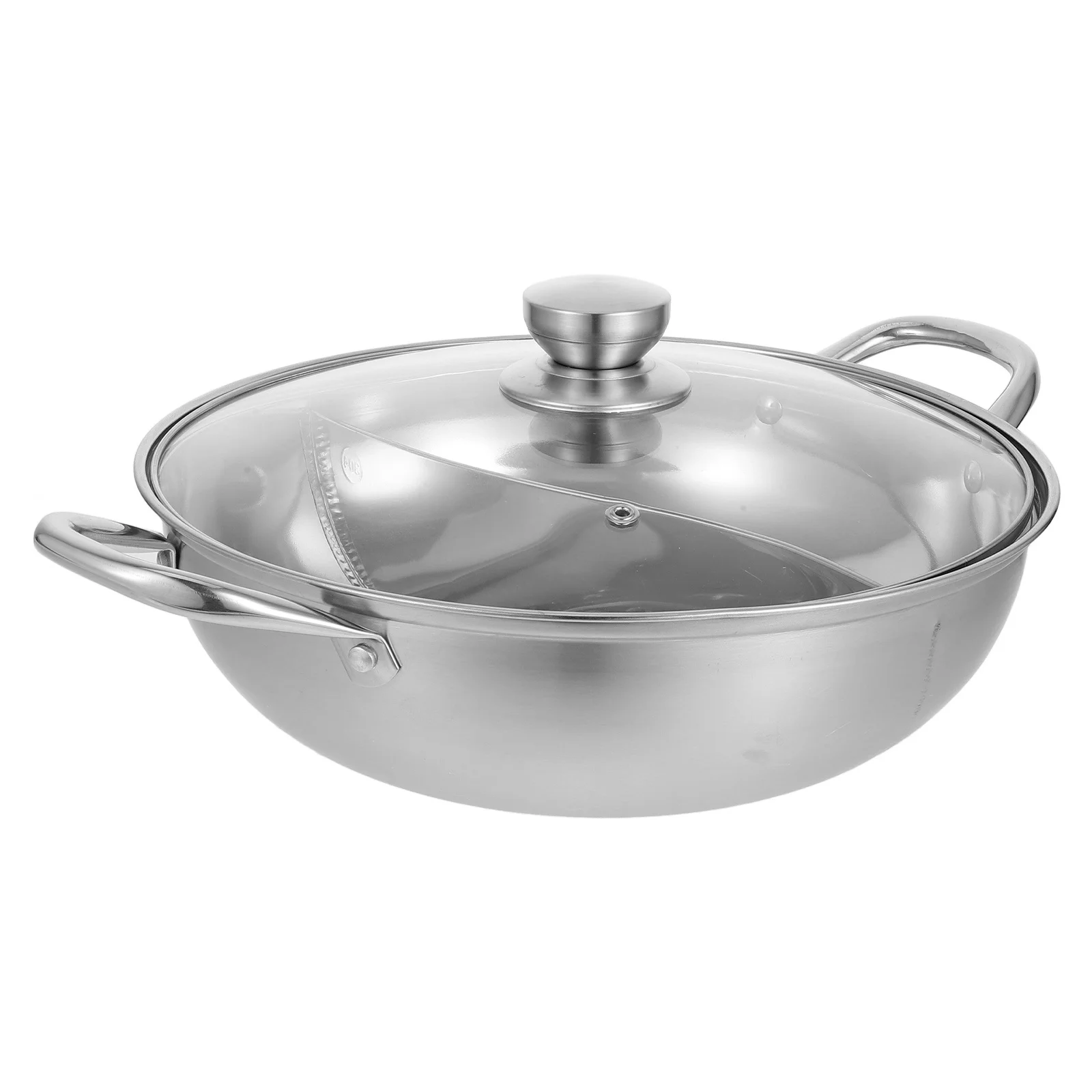 

1Set Stainless Steel Two-Flavor Hot Pot Dual Compartment Soup Pot for Home Family Gathering Restaurant Use Kitchenware Cookware