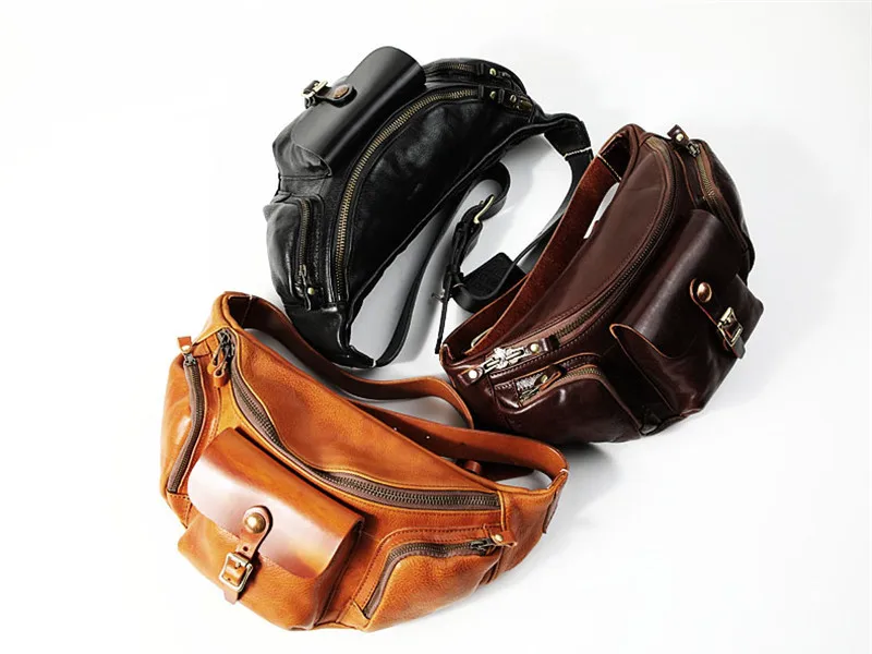 PNDME Fashion Luxury Genuine Leather Men's Multi-pocket Chest Bag Designer High Quality Real Cowhide Shoulder Crossbody Bag