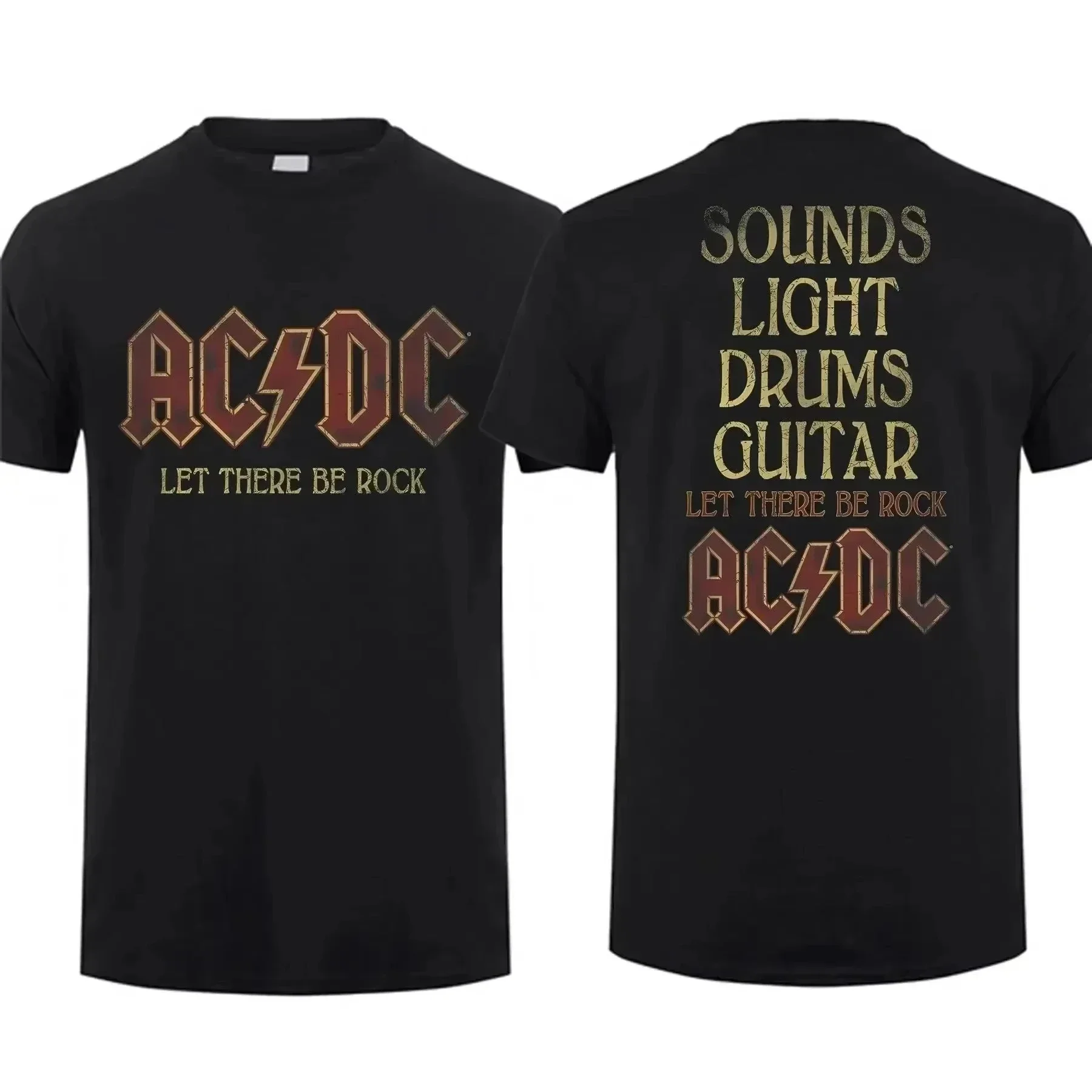 

2025 Лидер продаж, летняя черная футболка из 100% хлопка Legendary Band AC Power Up DC, мужская футболка с короткими рукавами, крутая уличная футболка в стиле хип-хоп