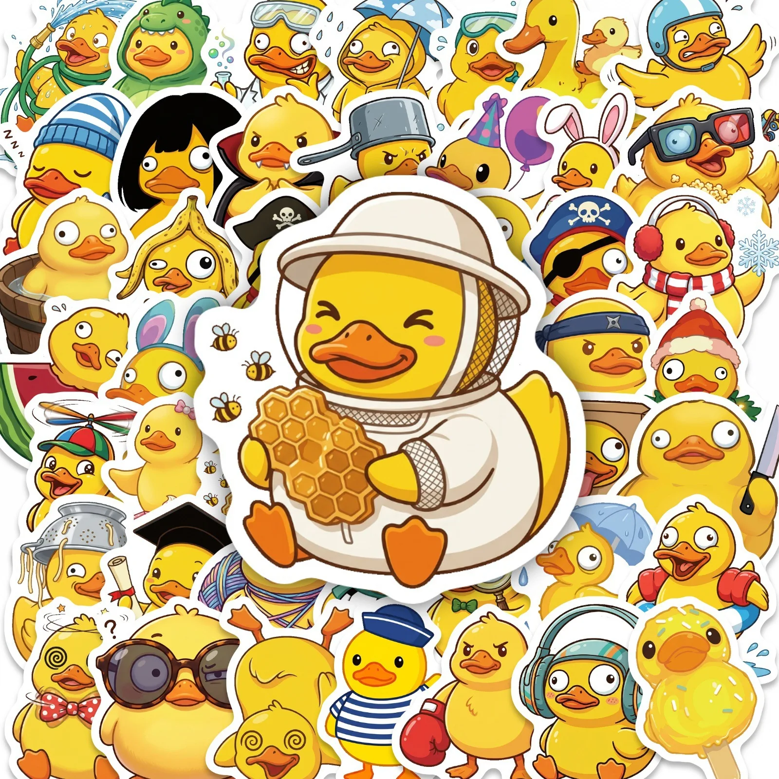 50/100Pcs Cute Funny Small Duck Stickers Pack Waterproof Decals for Scrapbook Phone Helmet Car Stationery Box File Folder Skate