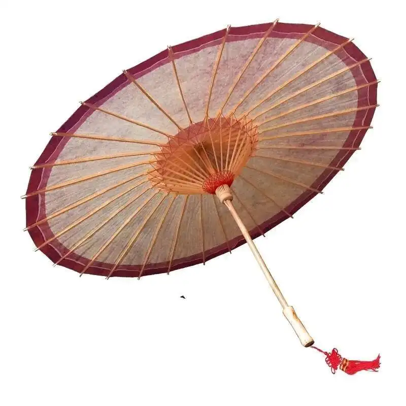 120CM Parasol Tradition Oilpaper Umbrella Decor Dance Wooden Long Handle Umbrella Immaterial Culture Vintage Umbrella Women